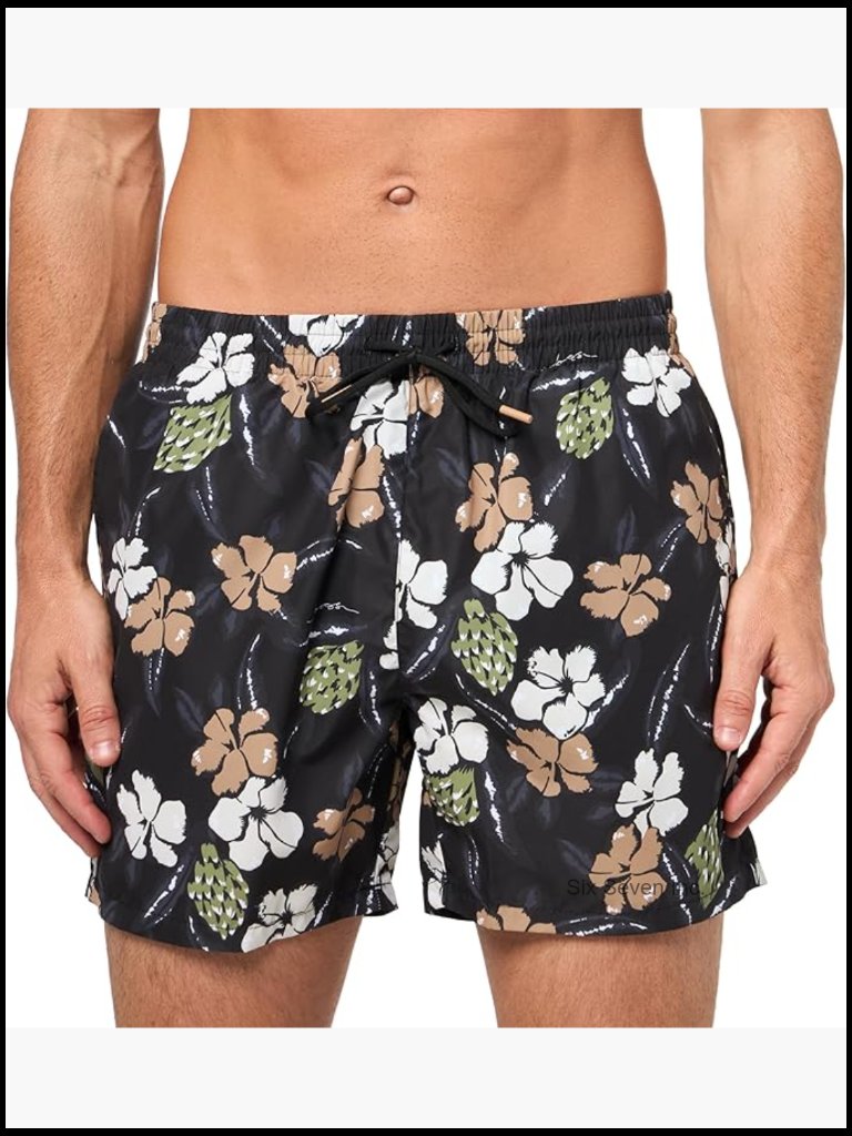 Men's Piranha Swim Trunks With Embroidery, Upf 30